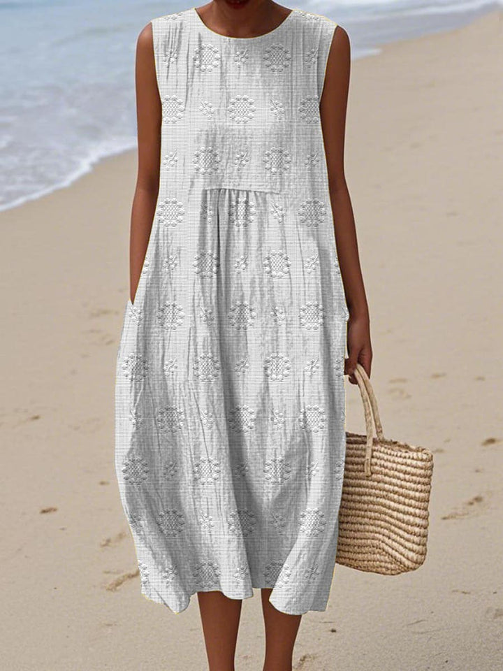 Aikaterini – Elegant sleeveless cotton dress with pockets