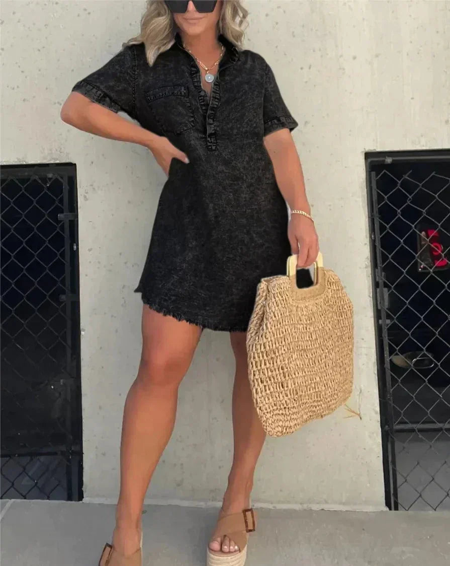 Vera  - Elegant Jeans Shirt Dress