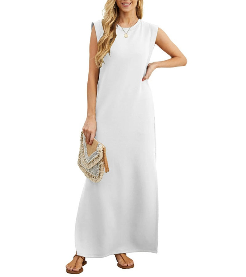 Romaisa | Casual long dress with slit and non-iron