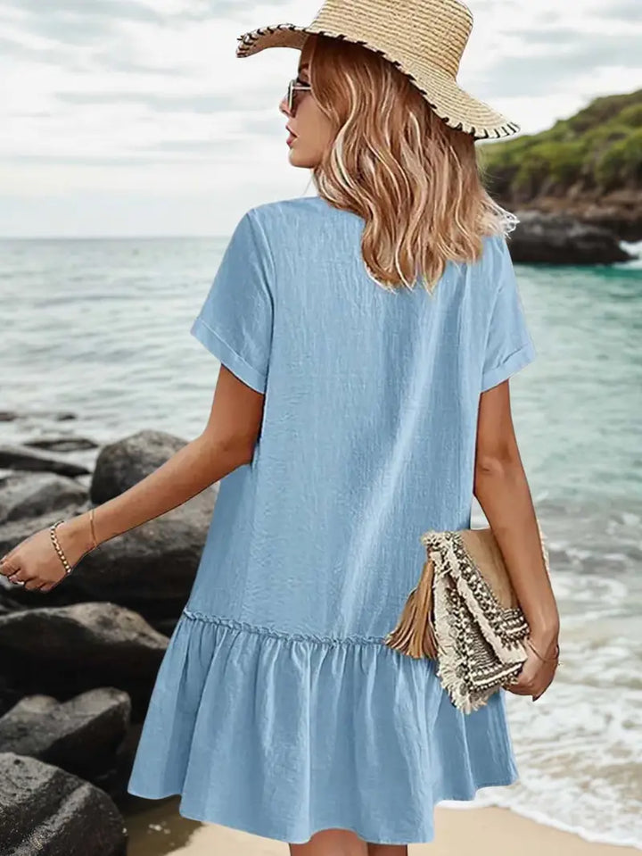 Isla | Flounce Hem Button-Front Dress