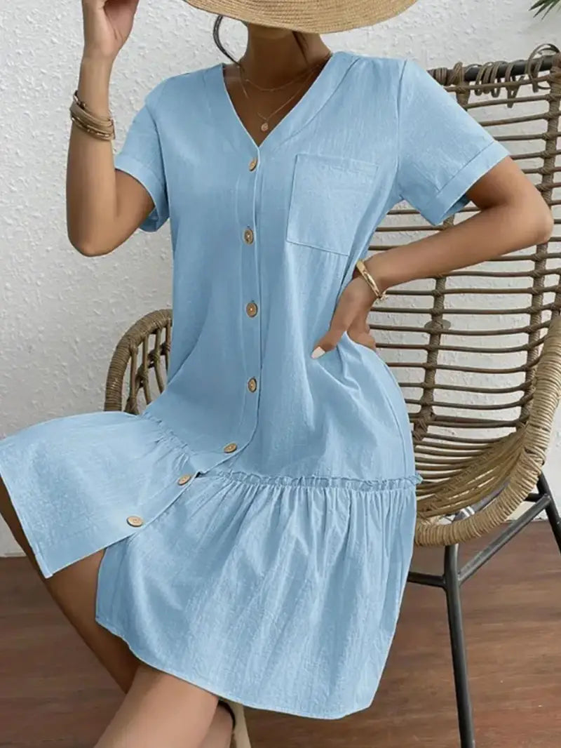 Isla | Flounce Hem Button-Front Dress
