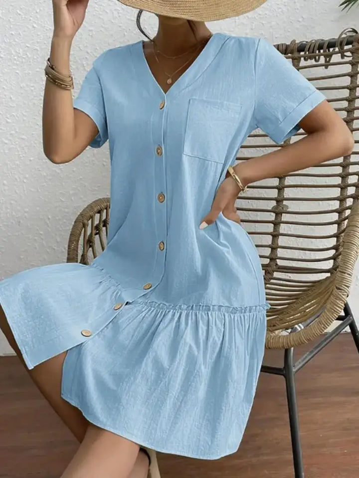 Isla | Flounce Hem Button-Front Dress