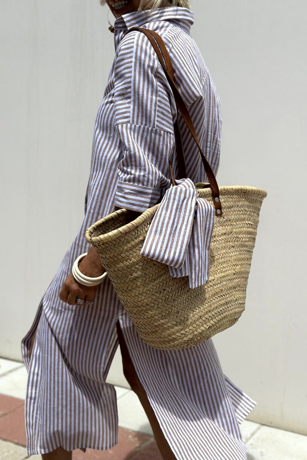 Sophia | Elegant striped shirt dress