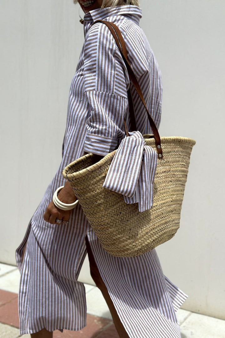 Sophia | Elegant striped shirt dress