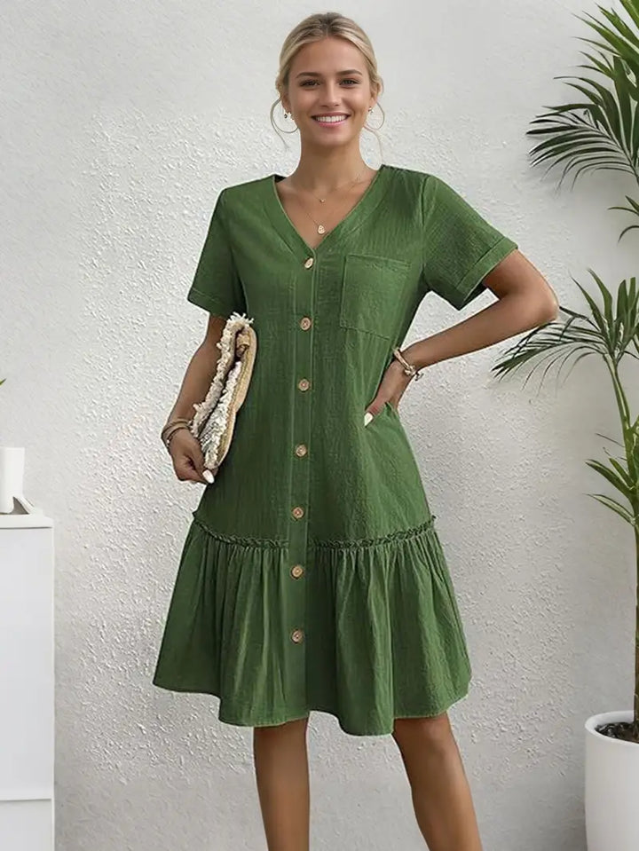 Isla | Flounce Hem Button-Front Dress