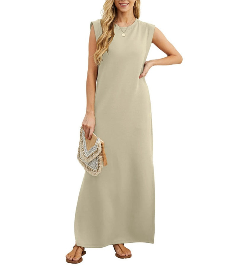 Romaisa | Casual long dress with slit and non-iron