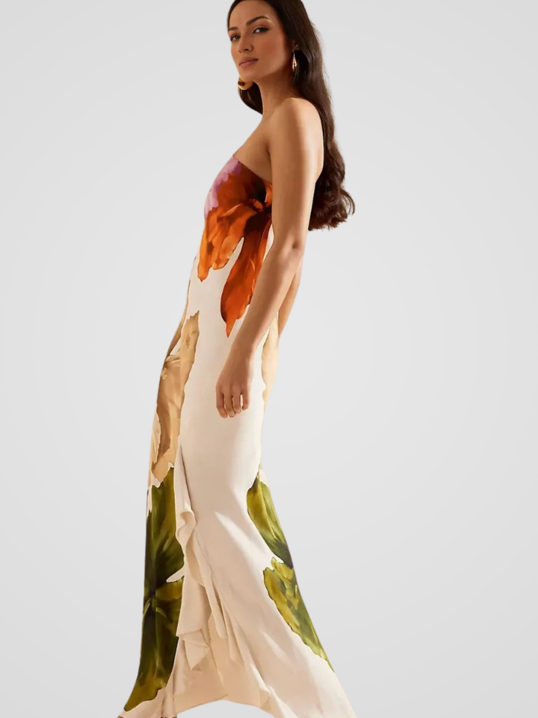 Florélia Asymmetric Satin Maxi Dress