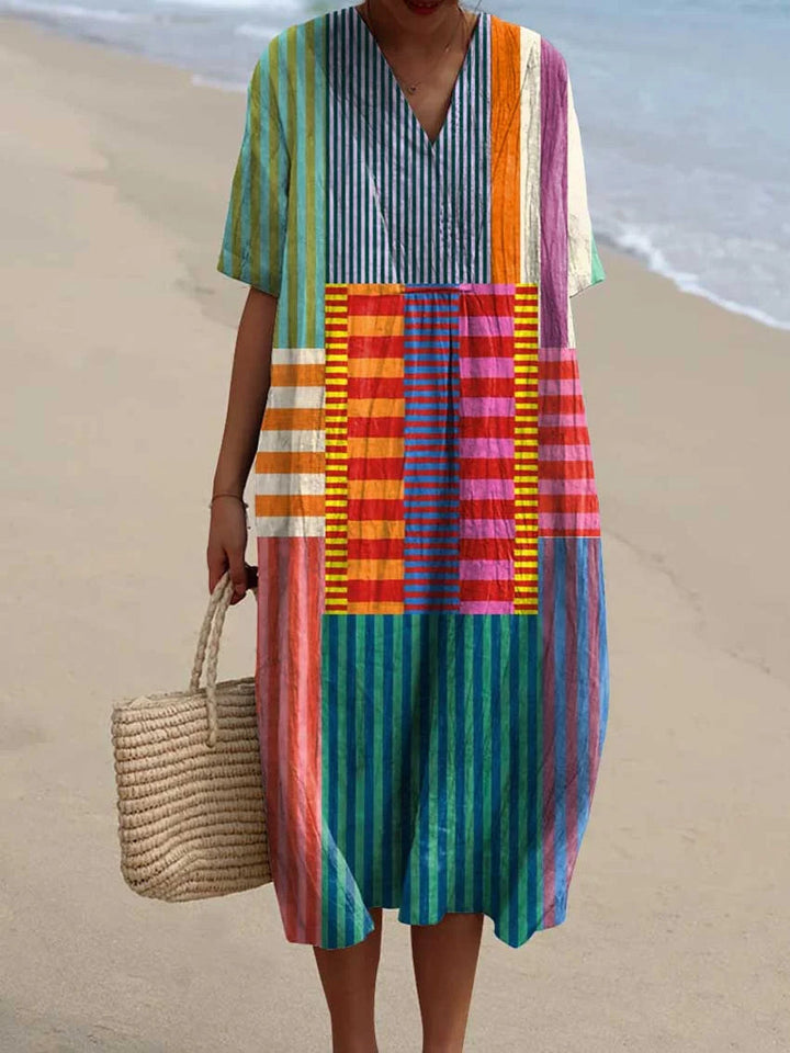Slavko – Vintage cotton dress with geometric pattern
