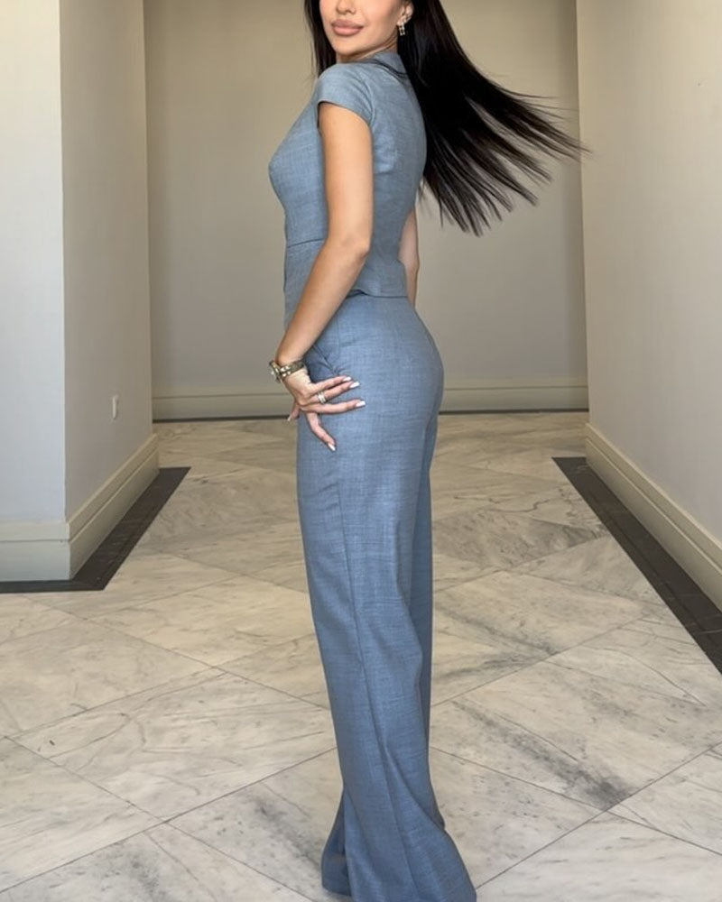 Roksa | V-neck top and trousers set