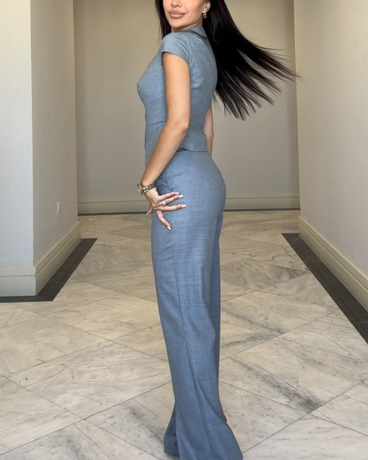 Roksa | V-neck top and trousers set