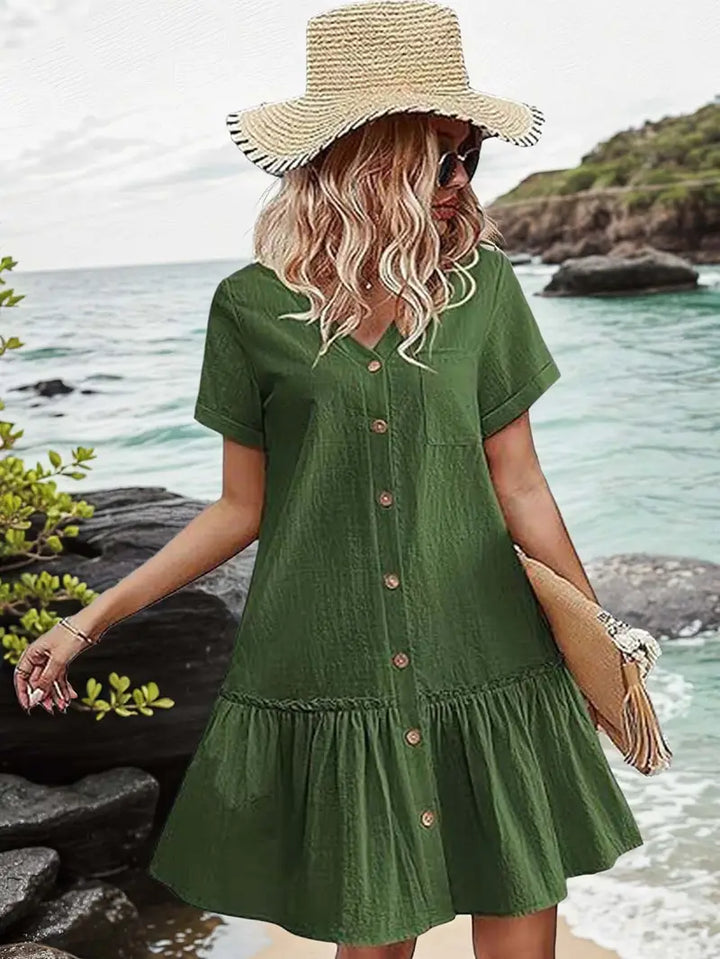 Isla | Flounce Hem Button-Front Dress