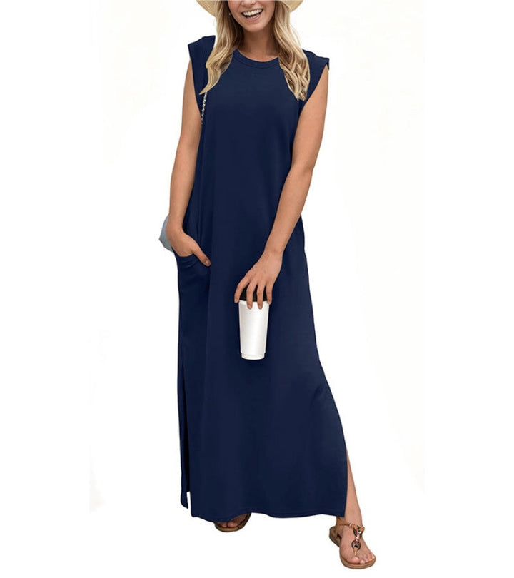 Romaisa | Casual long dress with slit and non-iron
