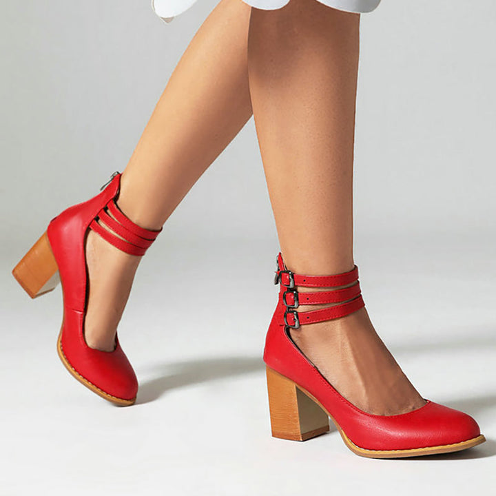 Caa | Smooth Sandals with Ankle Straps and Wedge Heel
