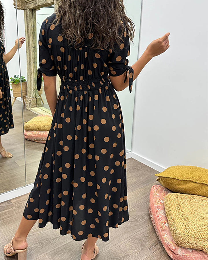 Mina   | V-neck dress with dots