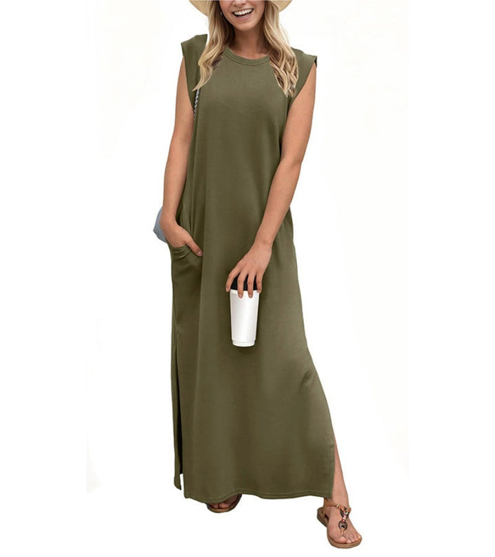 Romaisa | Casual long dress with slit and non-iron