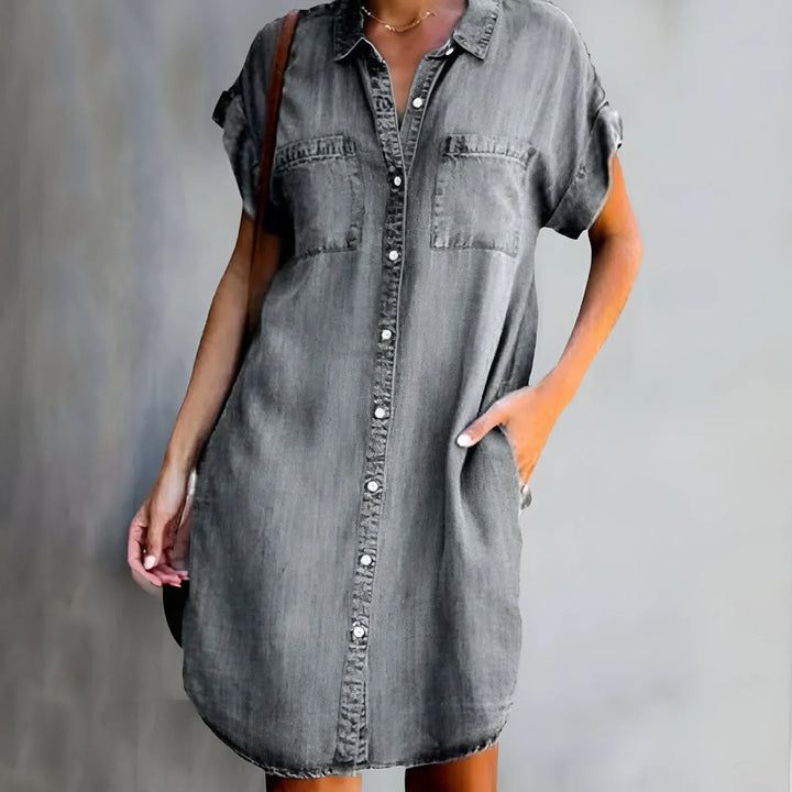 Bruna - Relaxed Cotton Shirt Dress with Button Closure