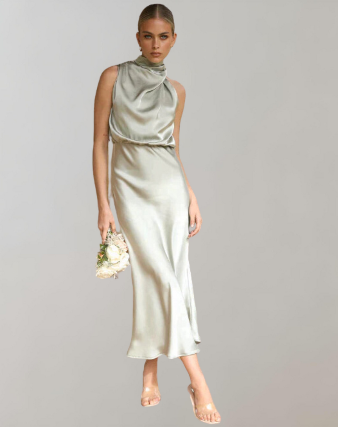 Lanna - Shiny Maxi Dress | Elegant Evening Dress | Stylish