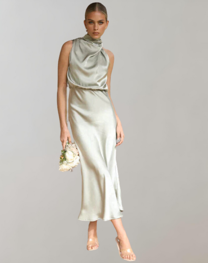 Lanna - Shiny Maxi Dress | Elegant Evening Dress | Stylish