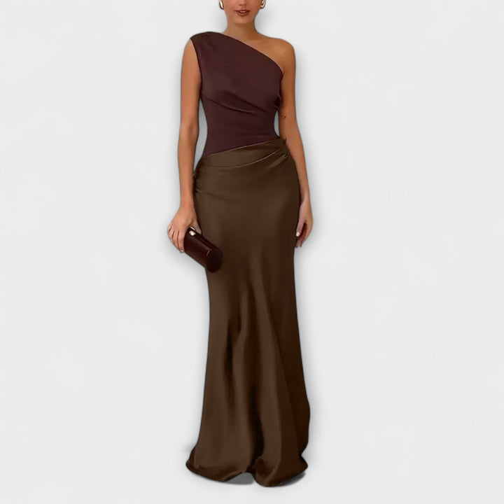 Elissa | Elegant One-Shoulder Pleated Maxi Dress