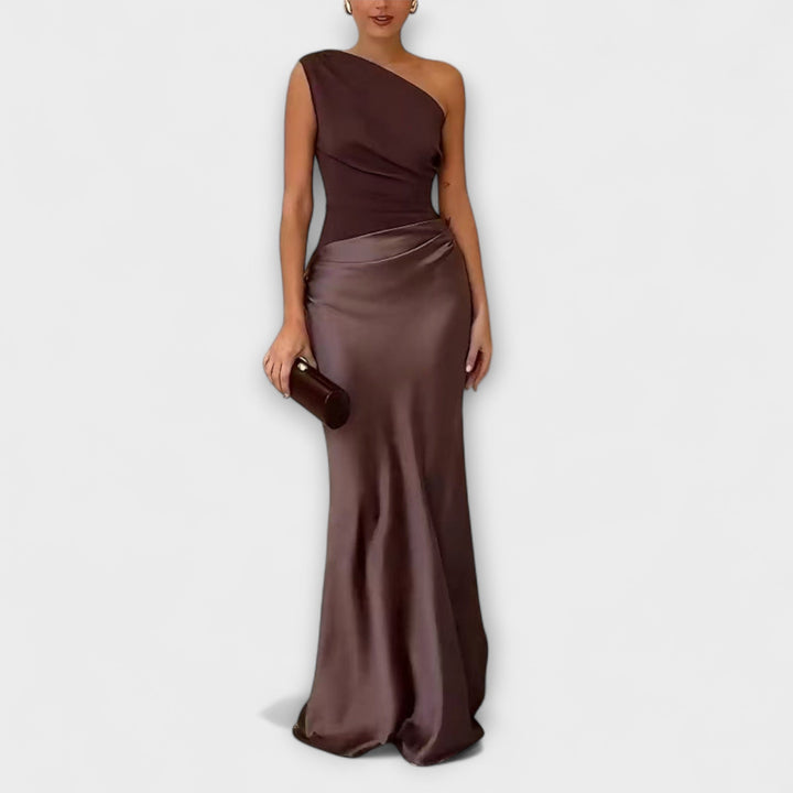 Elissa | Elegant One-Shoulder Pleated Maxi Dress