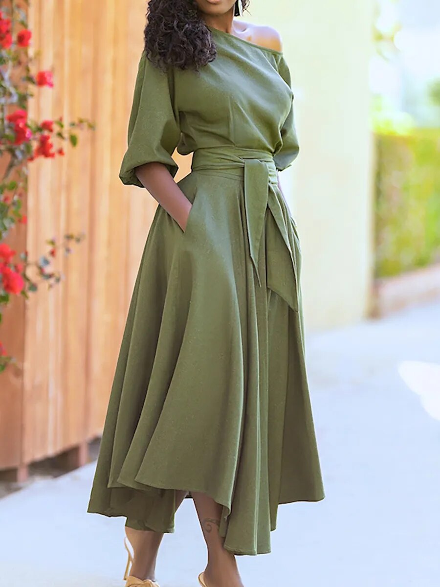 Elodie - Dress with lacing and lantern sleeves