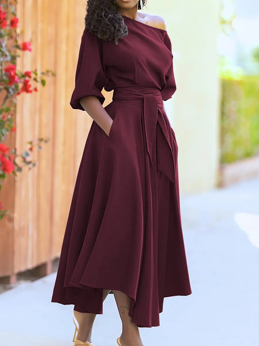 Elodie - Dress with lacing and lantern sleeves