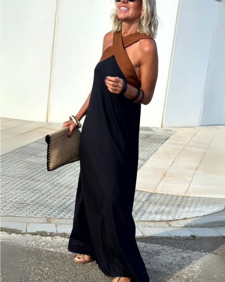 SIENNA | Elegant Dress with Open Back and Trendy Crossed Neck