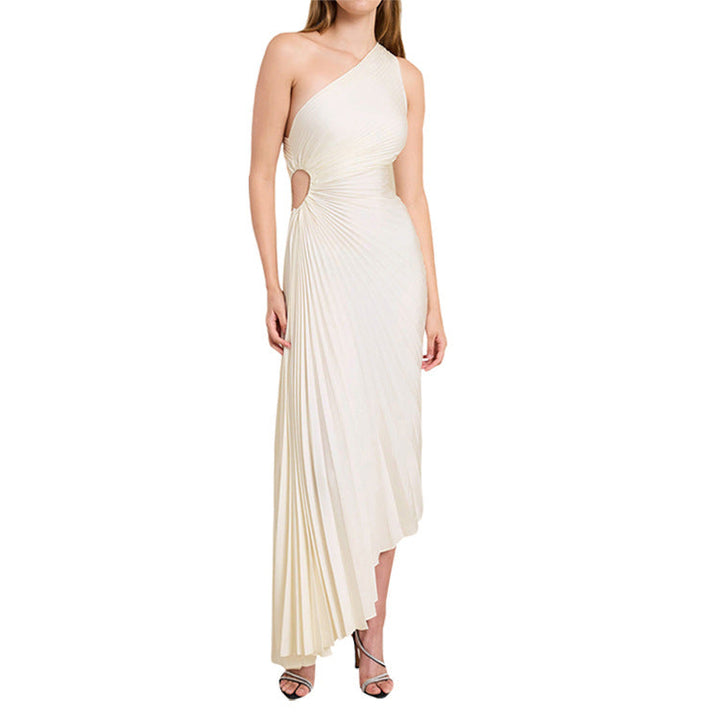 Sylviana - One-Shoulder Pleated Midi Dress