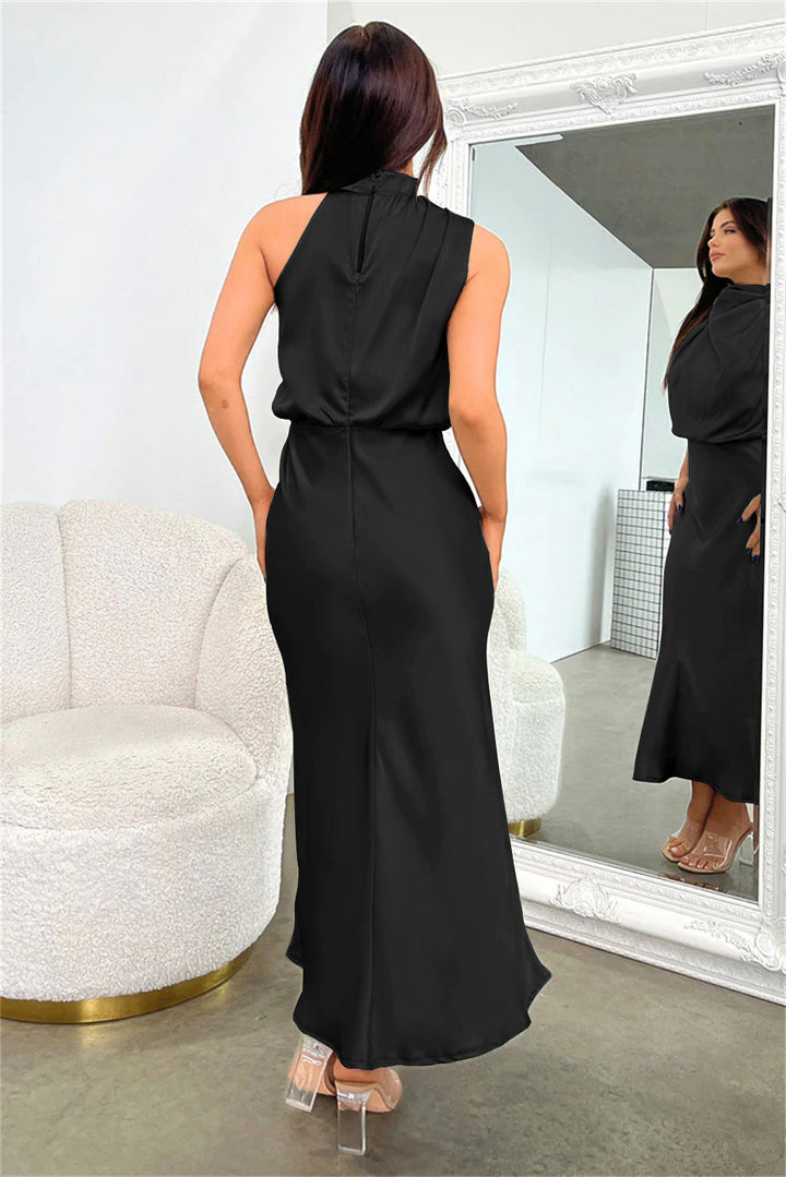 Valeria   | Long Satin Robe with Halterneck