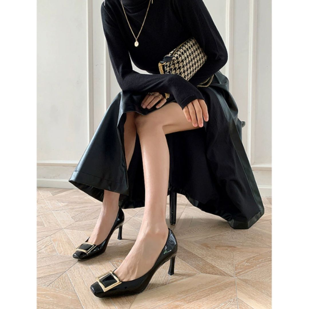 Teona | Elegant sandals with square toe and mid heel