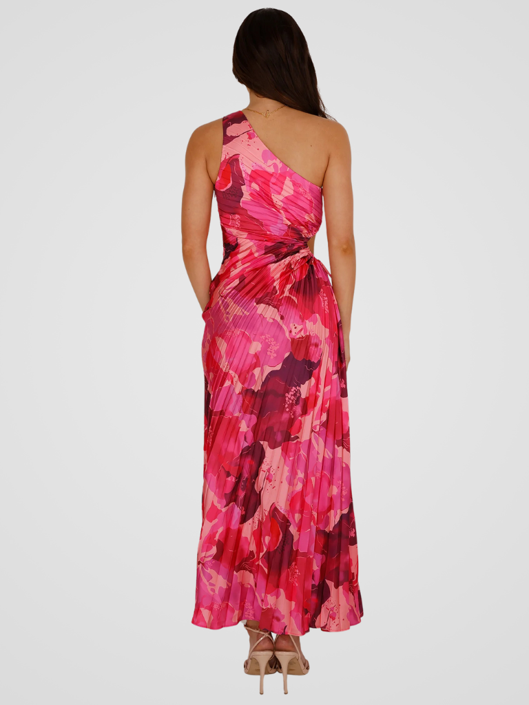 Aurora One Shoulder Pleat Dress