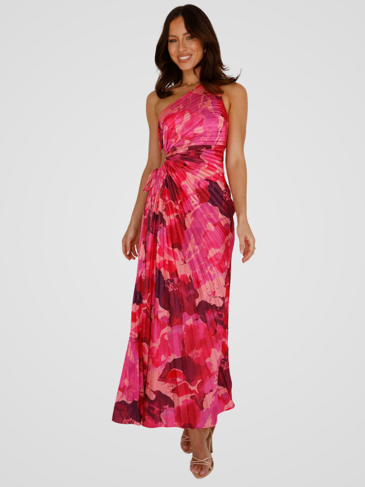 Aurora One Shoulder Pleat Dress