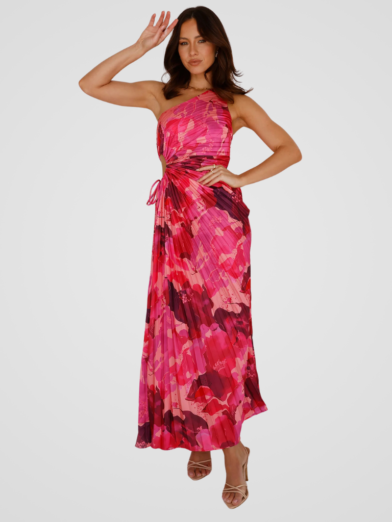 Aurora One Shoulder Pleat Dress