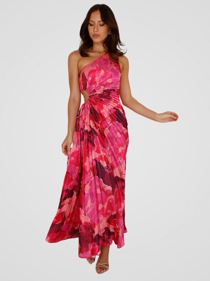 Aurora One Shoulder Pleat Dress