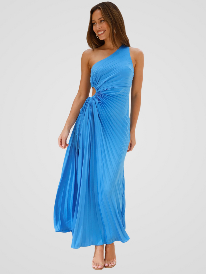 Aurora One Shoulder Pleat Dress