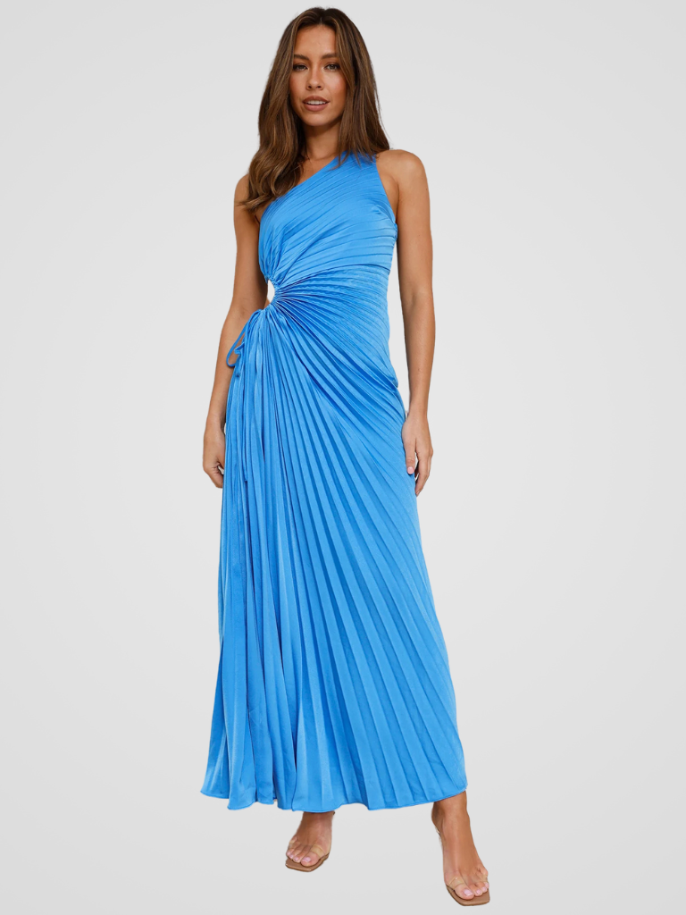 Aurora One Shoulder Pleat Dress