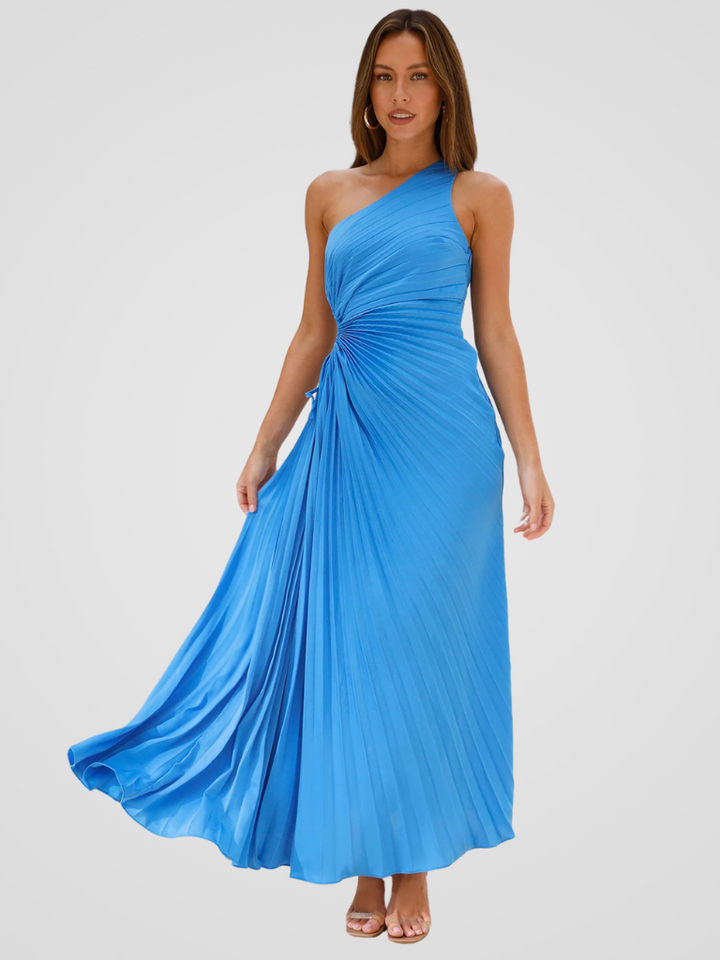 Aurora One Shoulder Pleat Dress