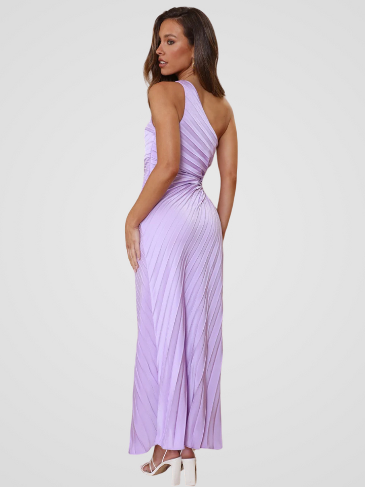 Aurora One Shoulder Pleat Dress