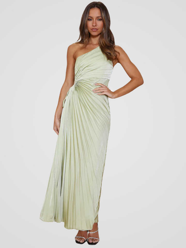 Aurora One Shoulder Pleat Dress
