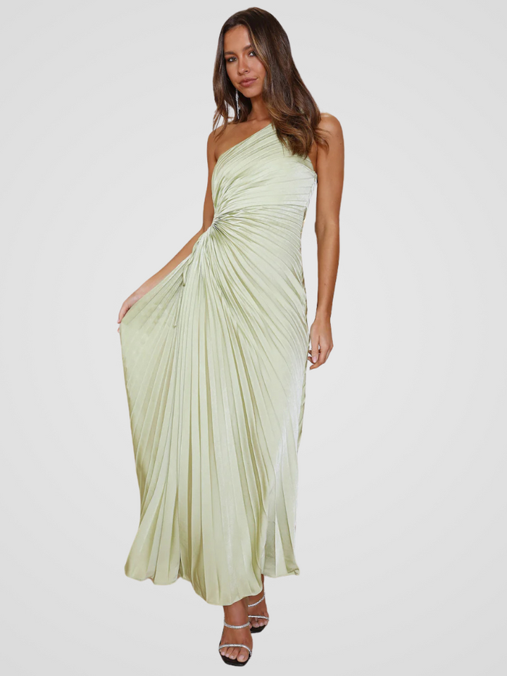 Aurora One Shoulder Pleat Dress