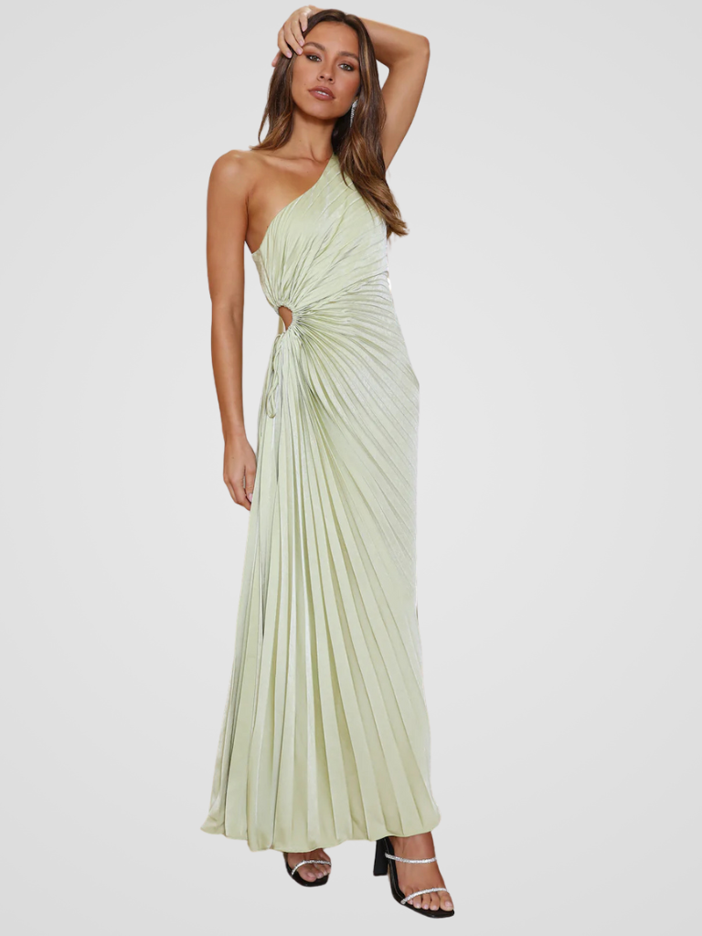 Aurora One Shoulder Pleat Dress