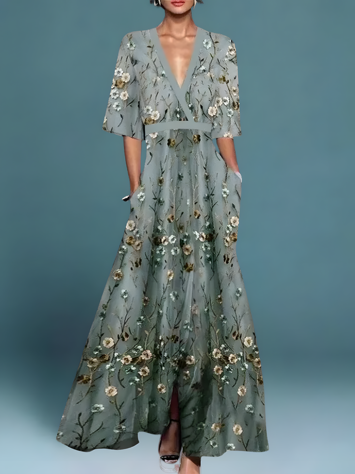 Laure | Elegant Flower Wrap Dress