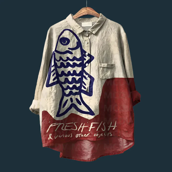 Rael | Comfortable vintage shirt with fish print