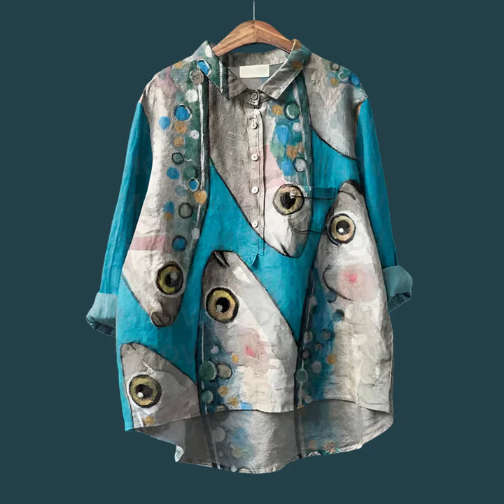 Rael | Comfortable vintage shirt with fish print