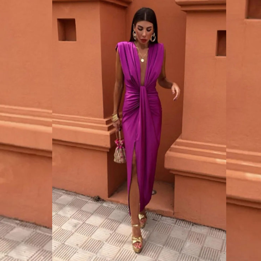 Isabelle - Party Dress with Deep V-Neck