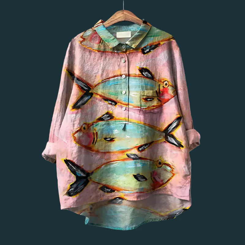 Rael | Comfortable vintage shirt with fish print