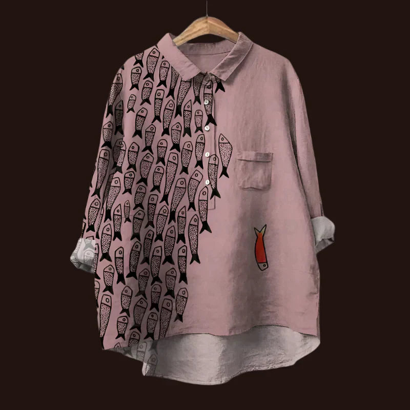 Rael | Comfortable vintage shirt with fish print