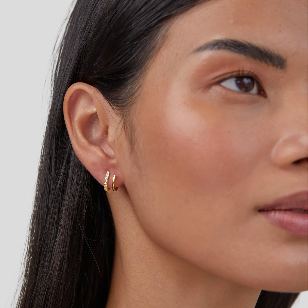 18K Gold Earrings with Grip Crystals