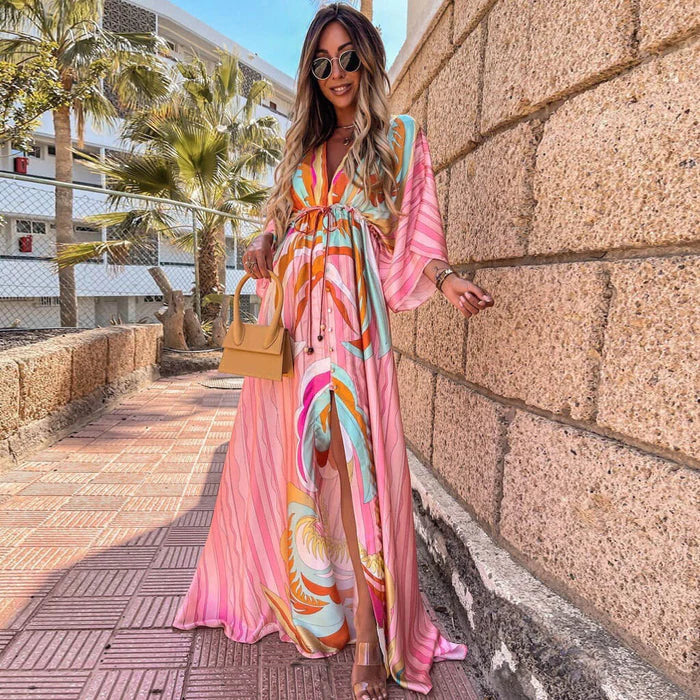 Kiana - Elegant Printed Beach Cover-Up Dress