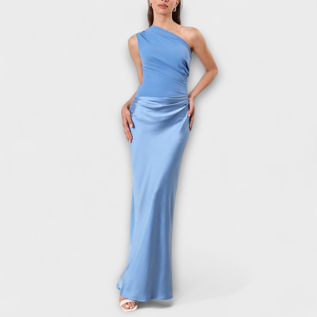 Elissa | Elegant One-Shoulder Pleated Maxi Dress